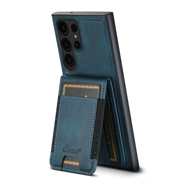 For Samsung Galaxy S24 Ultra 5G Suteni H17 Oil Eax Leather MagSafe Detachable Wallet Phone Case(Blue) - HoMEdemic™ 