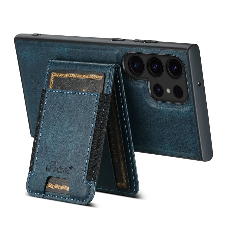 For Samsung Galaxy S24 Ultra 5G Suteni H17 Oil Eax Leather MagSafe Detachable Wallet Phone Case(Blue) - HoMEdemic™ 