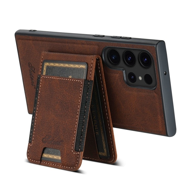 For Samsung Galaxy S24 Ultra 5G Suteni H17 Litchi Texture Leather MagSafe Detachable Wallet Phone Case(Brown) - HoMEdemic™ 