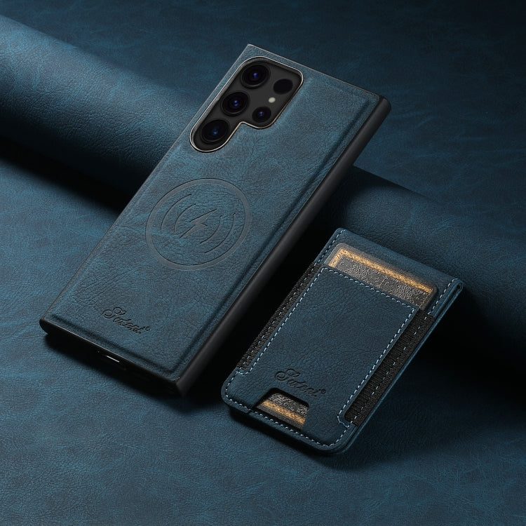 For Samsung Galaxy S24 Ultra 5G Suteni H17 Litchi Texture Leather MagSafe Detachable Wallet Phone Case(Blue) - HoMEdemic™ 