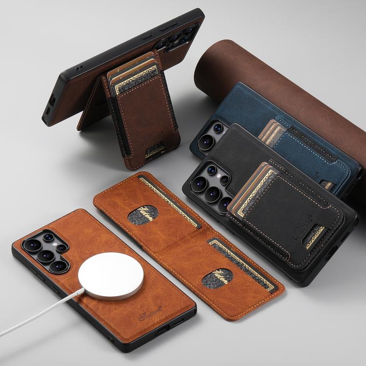 For Samsung Galaxy S24 Ultra 5G Suteni H17 Litchi Texture Leather MagSafe Detachable Wallet Phone Case(Brown) - HoMEdemic™ 