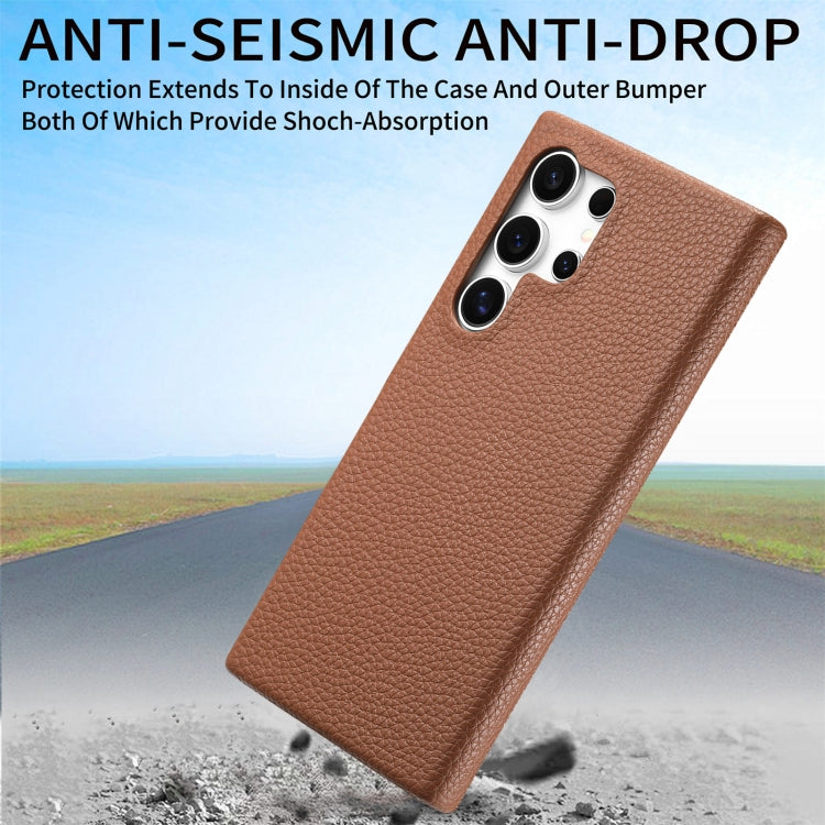For Samsung Galaxy S24 Ultra 5G Litchi Oil Edge Leather Back Phone Case(Brown) - HoMEdemic™ 