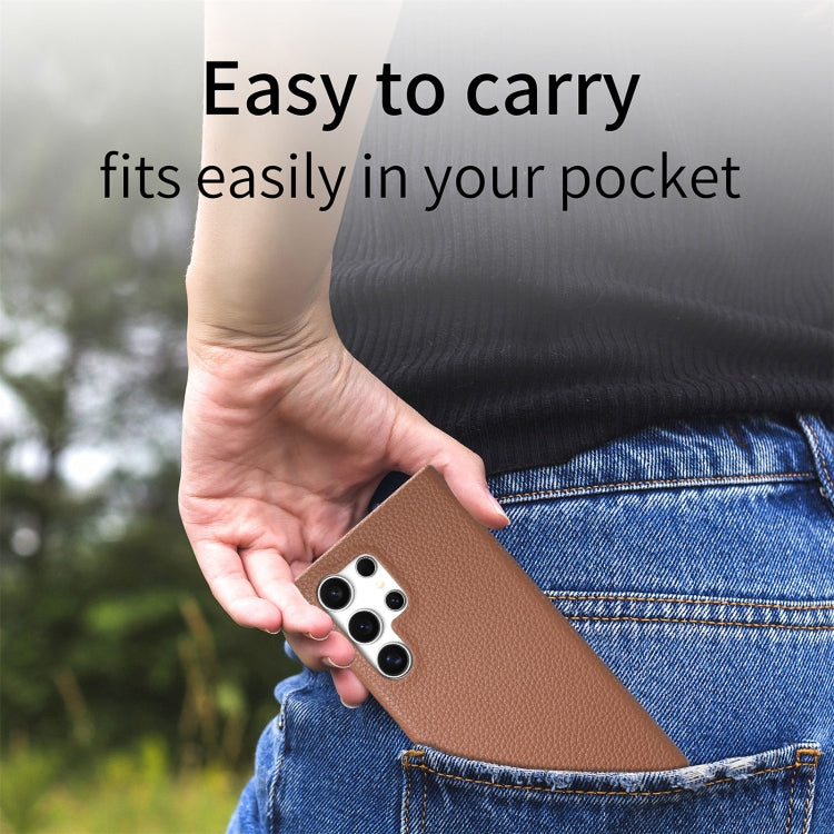 For Samsung Galaxy S24 Ultra 5G Litchi Oil Edge Leather Back Phone Case(Brown) - HoMEdemic™ 