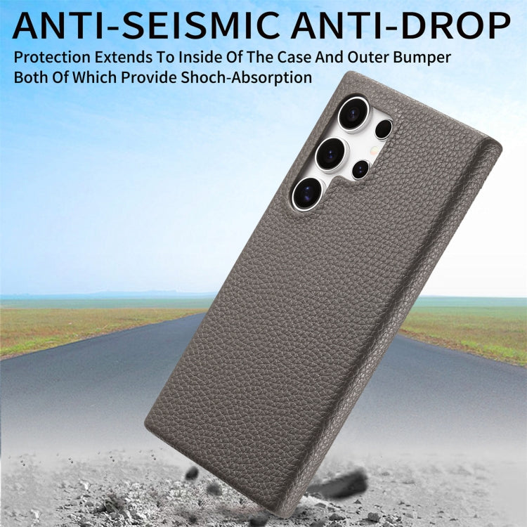 For Samsung Galaxy S24 Ultra 5G Litchi Oil Edge Leather Back Phone Case(Grey) - HoMEdemic™ 