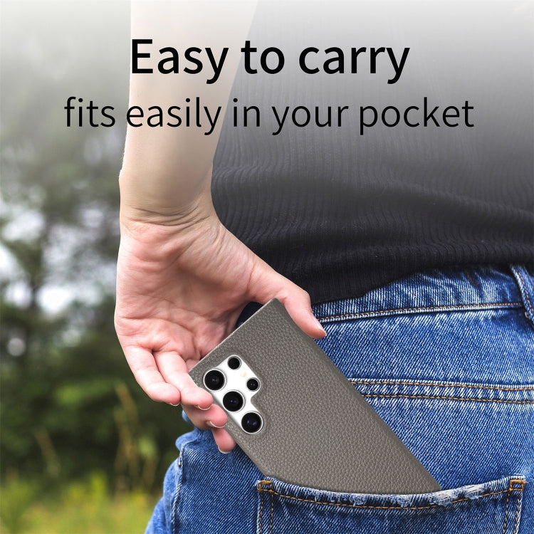 For Samsung Galaxy S24 Ultra 5G Litchi Oil Edge Leather Back Phone Case(Grey) - HoMEdemic™ 