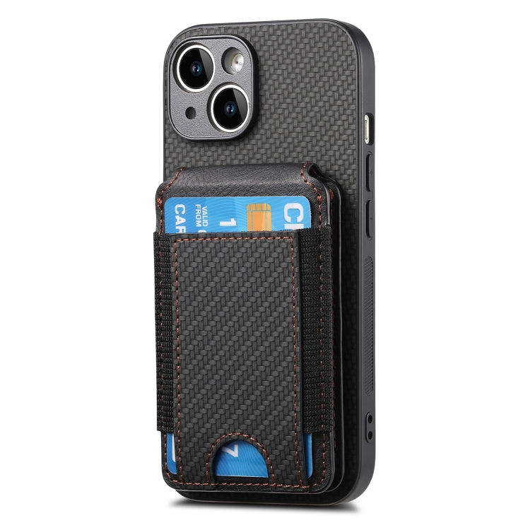 For iPhone 15 Pro Carbon Fiber Vertical Flip Wallet Stand Phone Case(Black) - HoMEdemic™ 