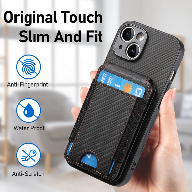 For iPhone 15 Pro Carbon Fiber Vertical Flip Wallet Stand Phone Case(Black) - HoMEdemic™ 