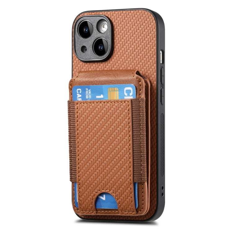 For iPhone 15 Pro Carbon Fiber Vertical Flip Wallet Stand Phone Case(Brown) - HoMEdemic™ 
