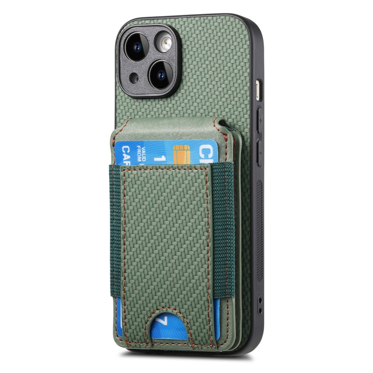 For iPhone 15 Pro Carbon Fiber Vertical Flip Wallet Stand Phone Case(Green) - HoMEdemic™ 