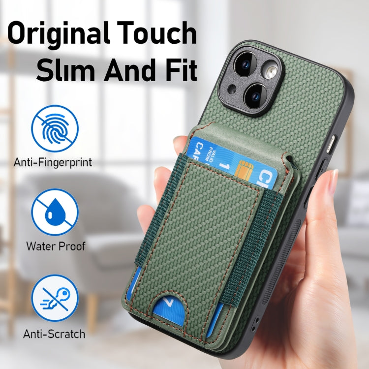 For iPhone 15 Pro Carbon Fiber Vertical Flip Wallet Stand Phone Case(Green) - HoMEdemic™ 