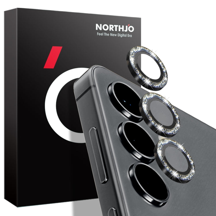 For Samsung Galaxy S24 5G NORTHJO Camera Lens Bling Glitter Metal Ring Tempered Glass Film(Black) - HoMEdemic™ 