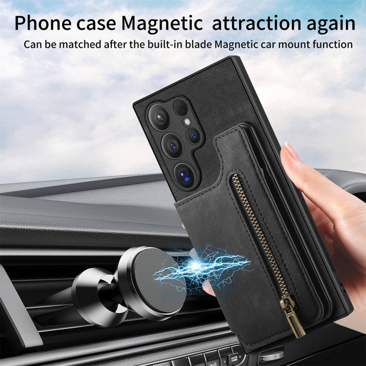 For Samsung Galaxy S24 Ultra 5G Retro Leather Zipper Wallet Back Phone Case(Black) - HoMEdemic™ 