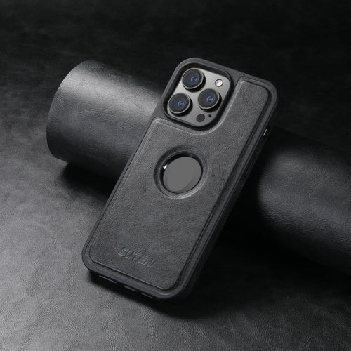 iPhone 14 Pro Case - Suteni G1 Magsafe Leather Back Phone Case (Black) - HoMEdemic™ 