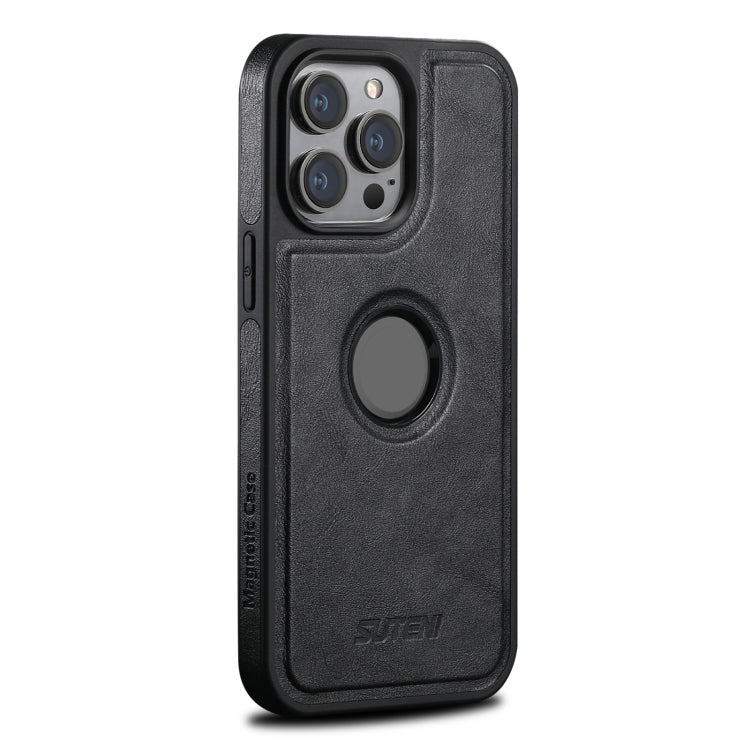 iPhone 14 Pro Case - Suteni G1 Magsafe Leather Back Phone Case (Black) - HoMEdemic™ 