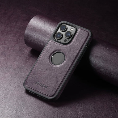 iPhone 14 Plus Case - Leather Back Purple| Stylish, Durable Protection - HoMEdemic™ 
