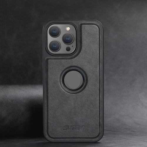iPhone 15 Case - Leather Back (Black) | Stylish & Durable Protection - HoMEdemic™ 