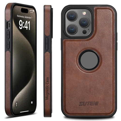 IPhone 15 Pro Max Case (Brown) - Suteni G1 Magsafe Leather - HoMEdemic™ 