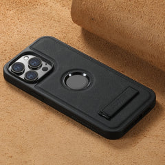 For iPhone 15 Plus Suteni G2 Magsafe Litchi Texture Leather Back Phone Case with Holder(Black) - HoMEdemic™ 