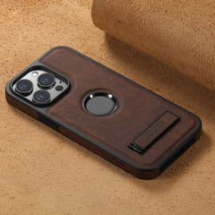 For iPhone 12 Pro Max Suteni G2 Magsafe Litchi Texture Leather Back Phone Case with Holder(Brown) - HoMEdemic™ 