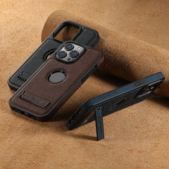 For iPhone 14 Pro Suteni G2 Magsafe Litchi Texture Leather Back Phone Case with Holder(Blue) - HoMEdemic™ 