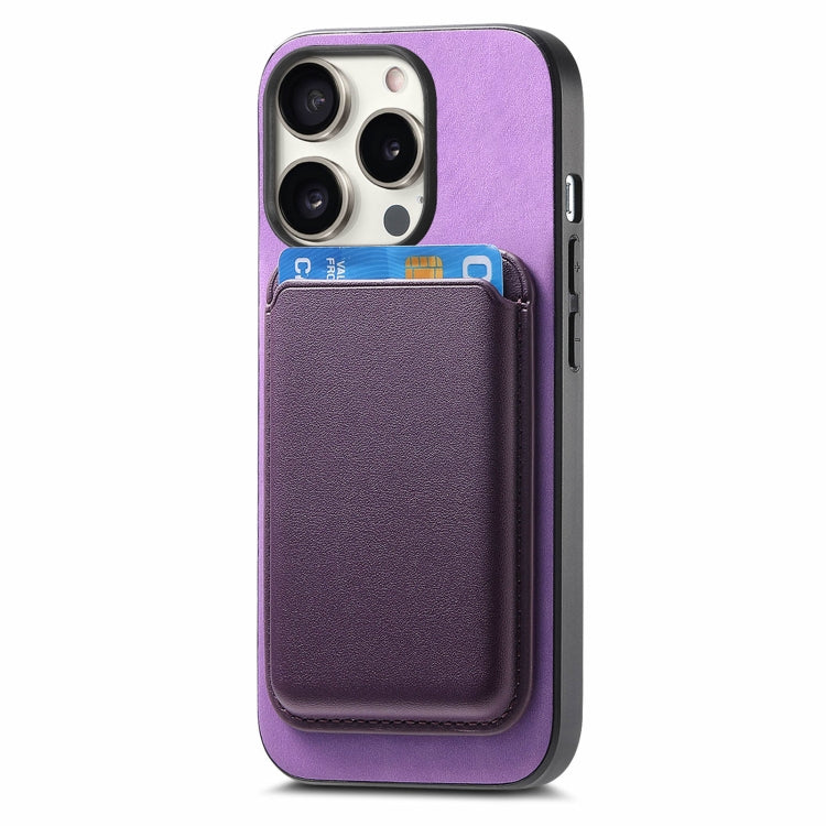 For iPhone 15 Pro Max Retro Magsafe Card Bag PU Back Cover Phone Case(Purple) - HoMEdemic™ 