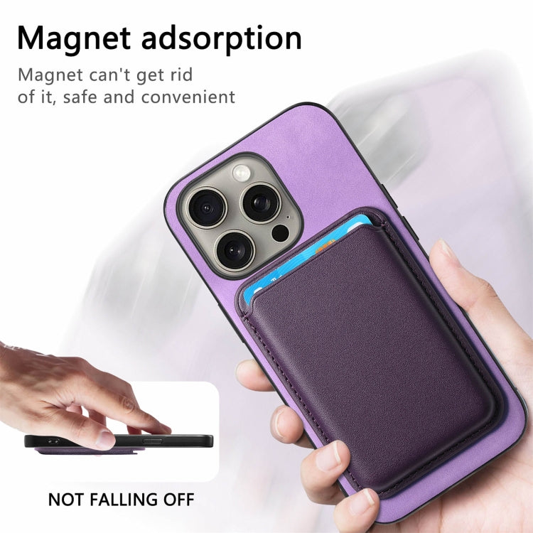 For iPhone 15 Pro Max Retro Magsafe Card Bag PU Back Cover Phone Case(Purple) - HoMEdemic™ 