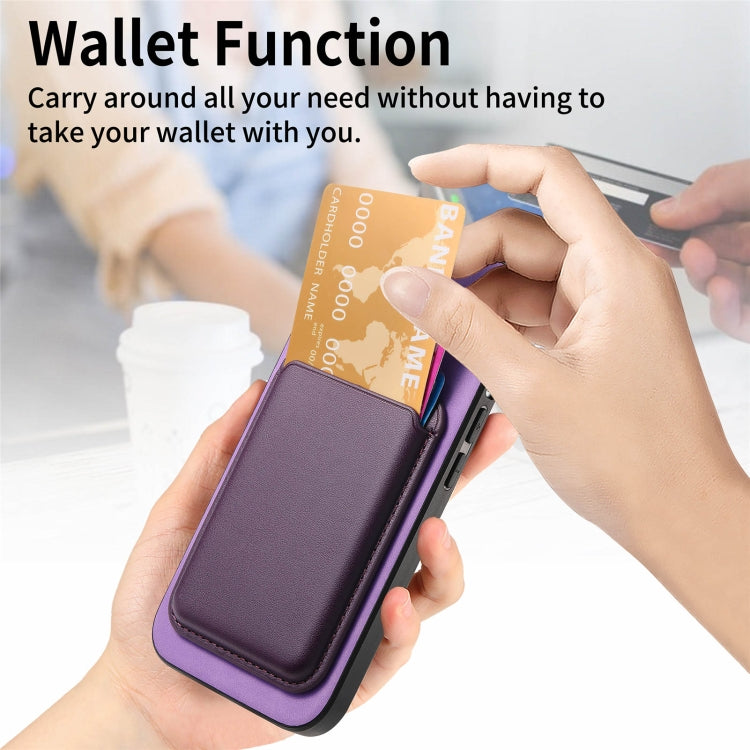 For iPhone 15 Pro Max Retro Magsafe Card Bag PU Back Cover Phone Case(Purple) - HoMEdemic™ 