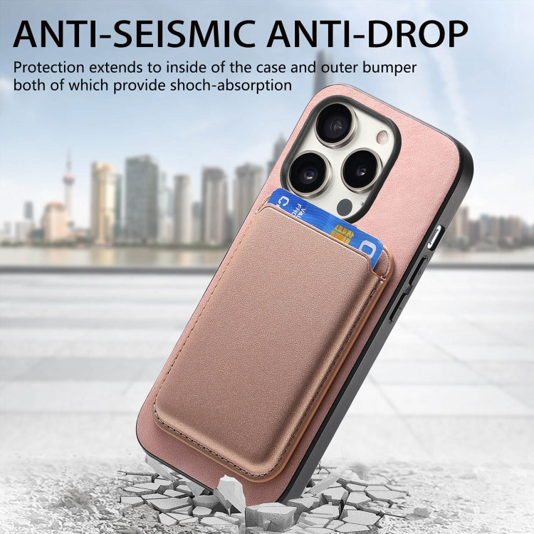 For iPhone 15 Pro Retro Magsafe Card Bag PU Back Cover Phone Case(Pink) - HoMEdemic™ 