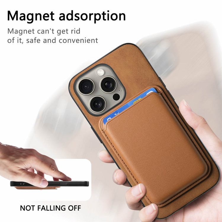 For iPhone 15 Pro Retro Magsafe Card Bag PU Back Cover Phone Case(Brown) - HoMEdemic™ 