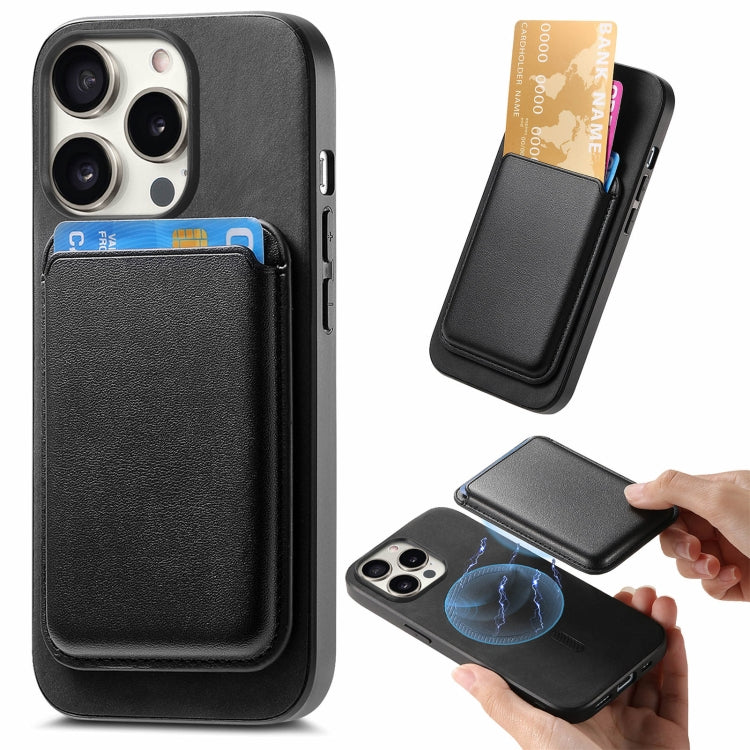 For iPhone 15 Pro Retro Magsafe Card Bag PU Back Cover Phone Case(Black) - HoMEdemic™ 