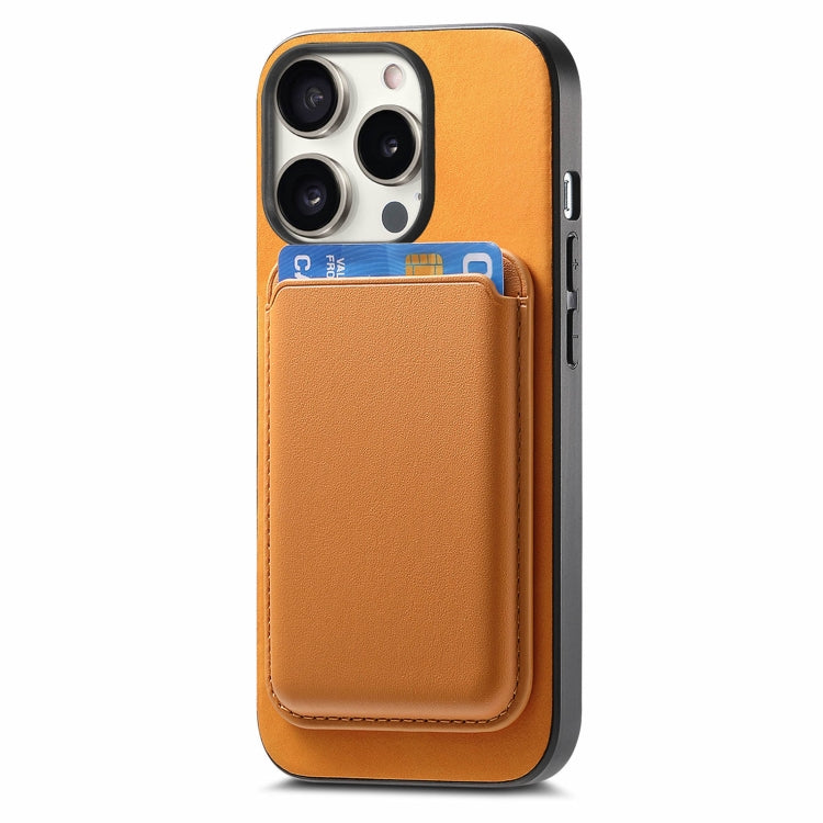 For iPhone 15 Pro Retro Magsafe Card Bag PU Back Cover Phone Case(Yellow) - HoMEdemic™ 