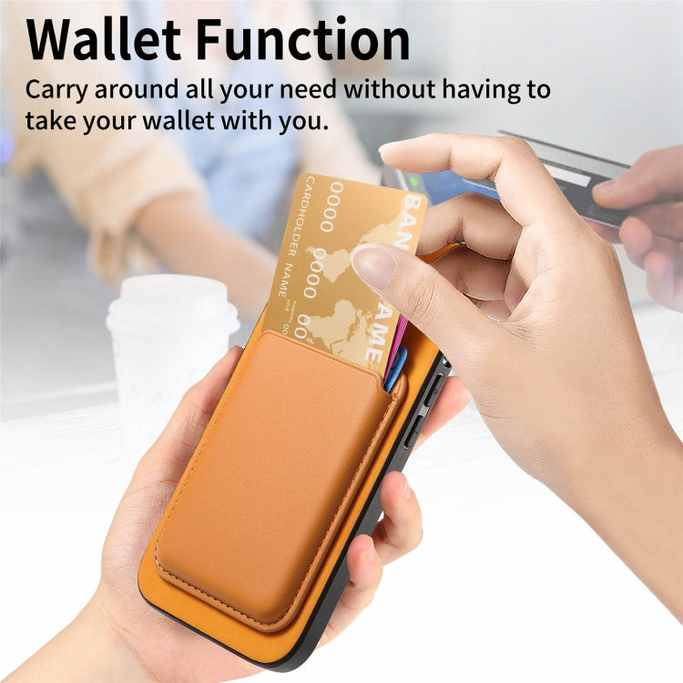 For iPhone 15 Pro Retro Magsafe Card Bag PU Back Cover Phone Case(Yellow) - HoMEdemic™ 