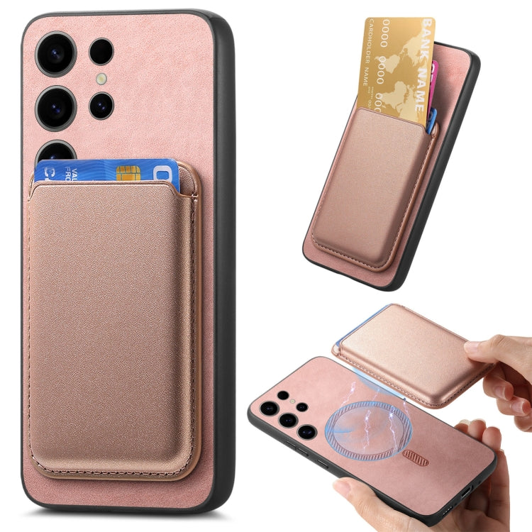 For Samsung Galaxy S24 Ultra 5G Retro Magsafe Card Bag PU Back Cover Phone Case(Pink) - HoMEdemic™ 