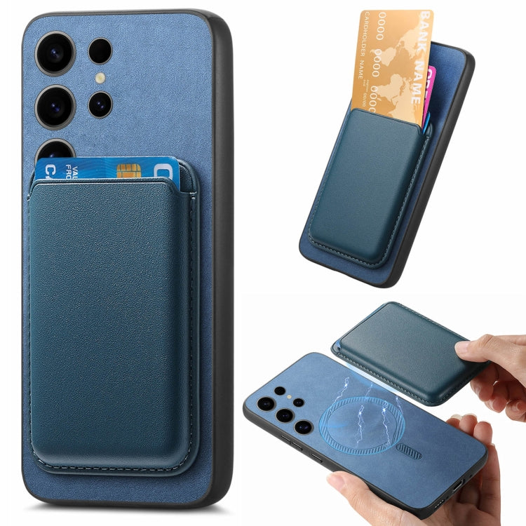 For Samsung Galaxy S24 Ultra 5G Retro Magsafe Card Bag PU Back Cover Phone Case(Blue) - HoMEdemic™ 