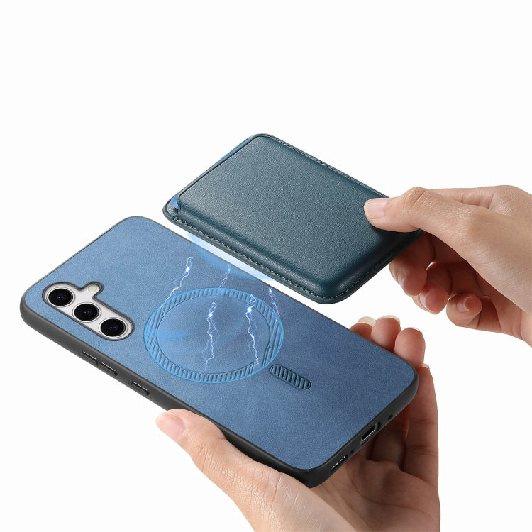 For Samsung Galaxy S24 Ultra 5G Retro Magsafe Card Bag PU Back Cover Phone Case(Blue) - HoMEdemic™ 
