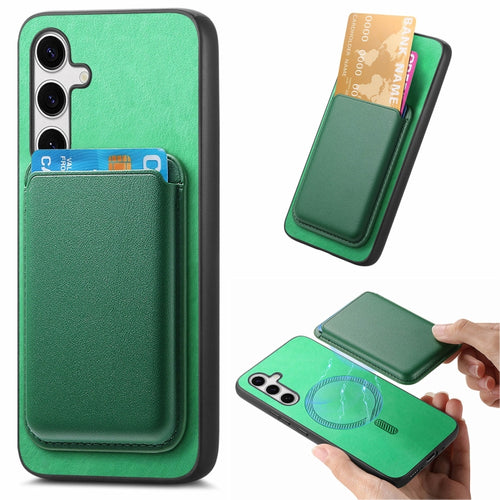 For Samsung Galaxy S24 5G Retro Magsafe Card Bag PU Back Cover Phone Case(Green) - HoMEdemic™ 