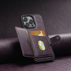 For iPhone 15 Suteni M1 Oil Wax MagSafe Detachable Horizontal Card Bag Phone Case(Purple) - HoMEdemic™ 