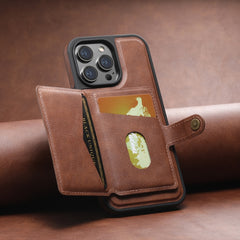 For iPhone 14 Plus Suteni M1 Oil Wax MagSafe Detachable Horizontal Card Bag Phone Case(Brown) - HoMEdemic™ 