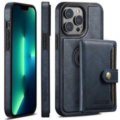 For iPhone 13 Pro Max Suteni M1 Oil Wax MagSafe Detachable Horizontal Card Bag Phone Case(Blue) - HoMEdemic™ 