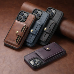 For iPhone 14 Plus Suteni M1 Oil Wax MagSafe Detachable Horizontal Card Bag Phone Case(Brown) - HoMEdemic™ 