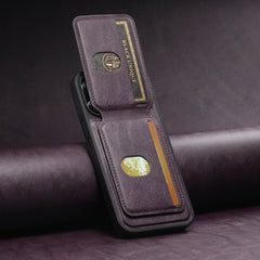 For iPhone 15 Pro Max Suteni M2 Oil Wax MagSafe Horizontal Card Bag Phone Case(Purple) - HoMEdemic™ 