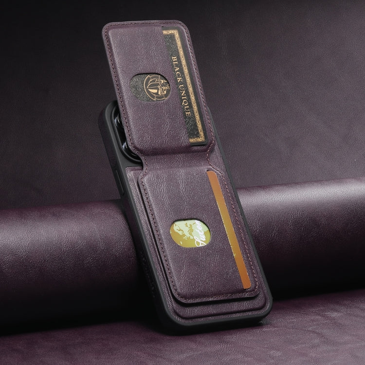 For iPhone 12 Pro Max Suteni M2 Oil Wax MagSafe Horizontal Card Bag Phone Case(Purple) - HoMEdemic™ 