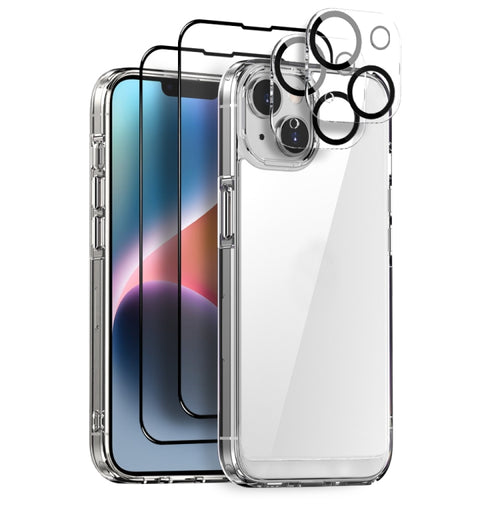 For iPhone 14 Plus NORTHJO 5 in 1 Clear Phone Case with 2pcs Screen Film + 2pcs Rear Lens Film - HoMEdemic™ 