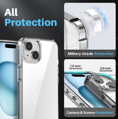 For iPhone 15 Plus NORTHJO 3 in 1 Clear Phone Case with Screen Film + Rear Lens Film - HoMEdemic™ 