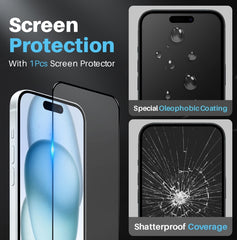 For iPhone 15 Plus NORTHJO 3 in 1 Clear Phone Case with Screen Film + Rear Lens Film - HoMEdemic™ 