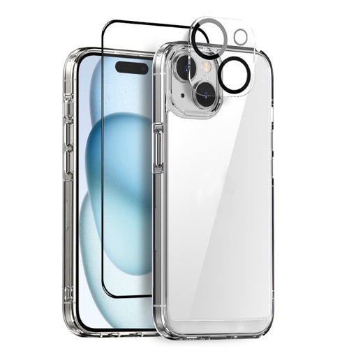For iPhone 15 Plus NORTHJO 3 in 1 Clear Phone Case with Screen Film + Rear Lens Film - HoMEdemic™ 