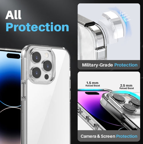 For iPhone 14 Pro NORTHJO 3 in 1 Clear Phone Case with Screen Film + Rear Lens Film - HoMEdemic™ 