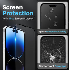 For iPhone 14 Pro NORTHJO 3 in 1 Clear Phone Case with Screen Film + Rear Lens Film - HoMEdemic™ 