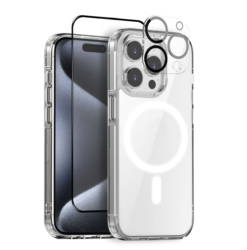 For iPhone 15 Pro NORTHJO 3 in 1 Magsafe Clear Phone Case with Screen Film + Rear Lens Film - HoMEdemic™ 