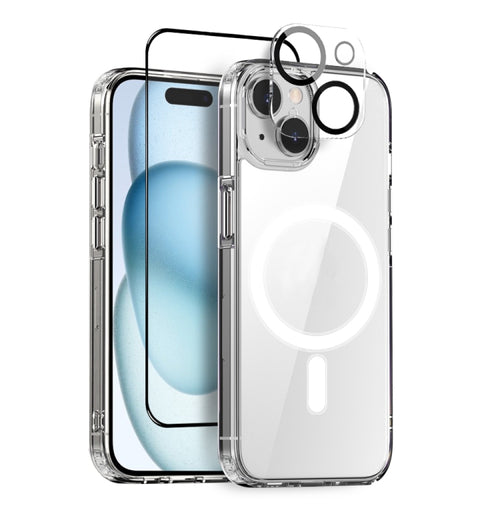 For iPhone 15 NORTHJO 3 in 1 Magsafe Clear Phone Case with Screen Film + Rear Lens Film - HoMEdemic™ 